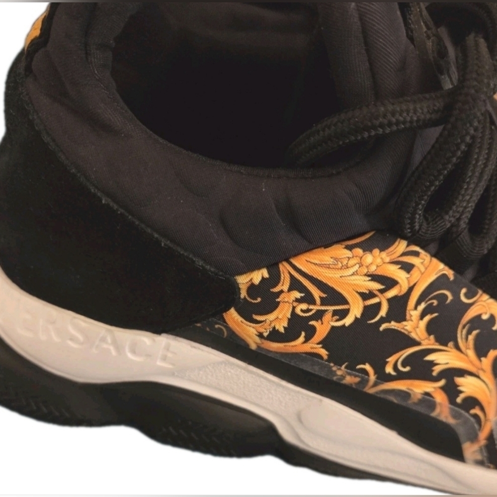 Versace Chain Reaction Baroque Black / Gold Trainers Wmns Size EU 36 US Sz 6 - Picture 5 of 16